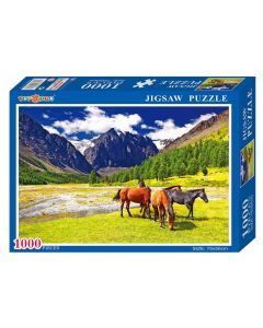 Puzzle / slagalice, 1000 kom, Planinski krajolik s konjima