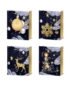 Božićne poklon vrećice, 3D, zlatotisak, vel. 32x26x10cm, 4s