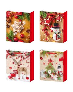 Božićne poklon vrećice, zlatotisak, 32x26x10 cm, 4s