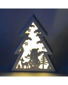 Drveni ukras 22x16,5 cm, 10LED bat